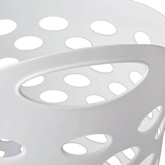 2.2 BUSHEL Flexible Laundry Basket,Tall plastic hamper for Clothes, Bedroom, and Storage - Portable Round Bin with Carry Handles 17.75" x 17.25" x 26", White,Black,3 pack (White)