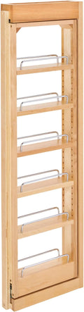 Rev-A-Shelf 3" W x 39" H Pull Out Quad Shelf Organizer for Wall & Base Kitchen Cabinets, Full Extension Filler Spice Rack, Adjustable, Wood, 432-WF39-3C
