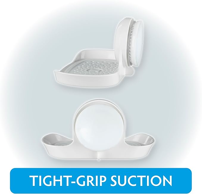 SlipX Solutions Strong Hold Soap Saver, Suction Cup Soap Holder, Must Have Universal Kitchen & Bathroom Shower Accessories (White, Single Tray (2-Pack)