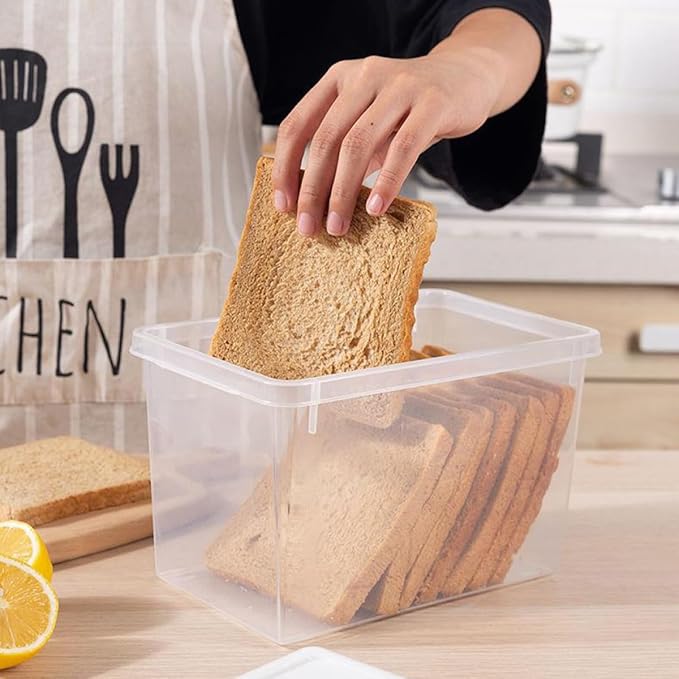 2pcs Transparent Bread Storage Box with Lid Countertop Bread Bin for Kitchen and Cheese Holder Smooth Rounded Edges Food Storage Organizer