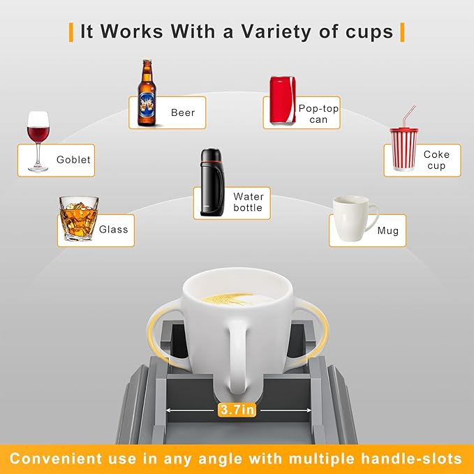 Couch Armrest Table, Sofa Arm Tray with Detachable Couch Cup Holder - 2 in 1 Anti-Slip Foldable Sofa Armchair Caddy Table for Drinks Cellphone TV Remote Snacks (Gray)