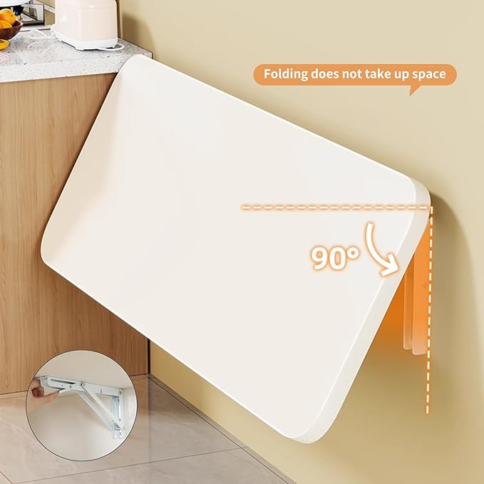 Wall Mounted Folding Wood Table, Folding Table with Heavy Duty Metal for Laundry Collapsible Shelf Brackets, Wall Mounted Desk Fold Down for Small Spaces Wooden 80 * 40cm/31.5”*15.7”