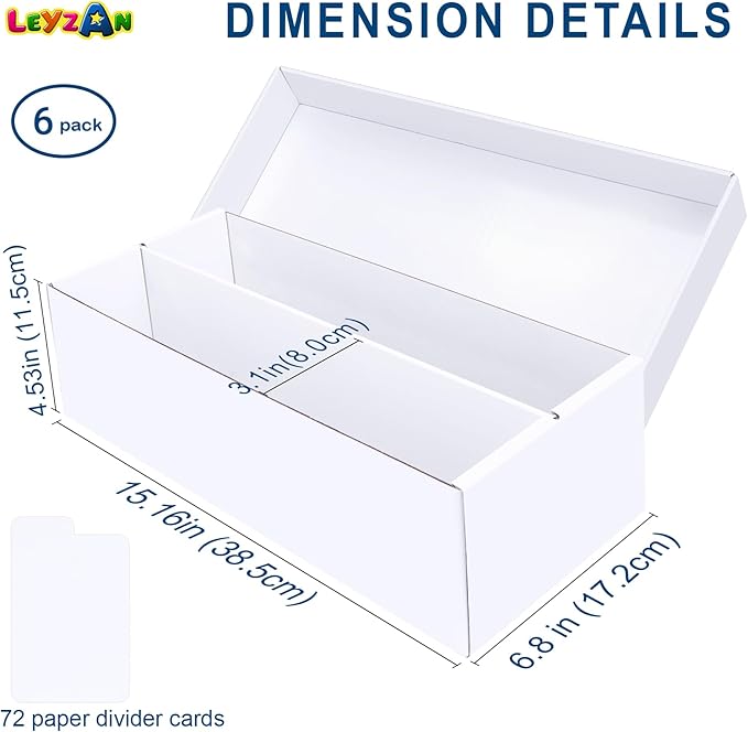 Trading Card Storage Box 6 Pack–1600 Count Cardboard Organizer with Dividers for MTG, TCG, Sports, Toploader
