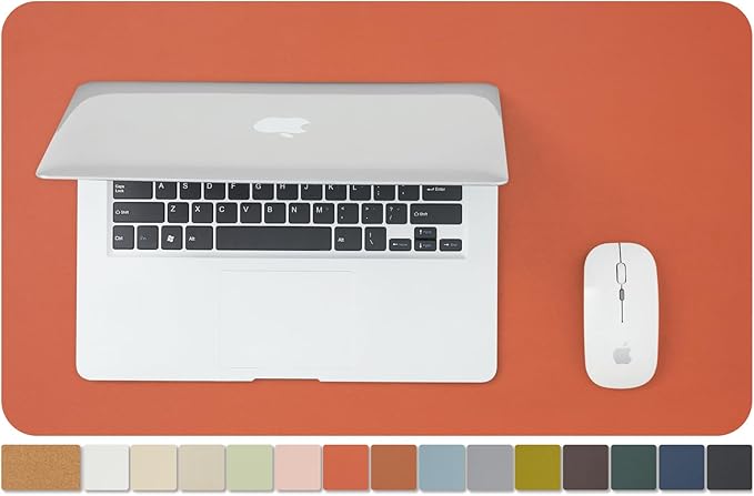 Cork Desk Mat - Small Dual-Sided Desk Pad for Office and Home - Desk Organization and Accessories - Ideal for Large Mouse Pad and Small Desk Mats on Top of Desks(Orange,23.6"x 13.8")