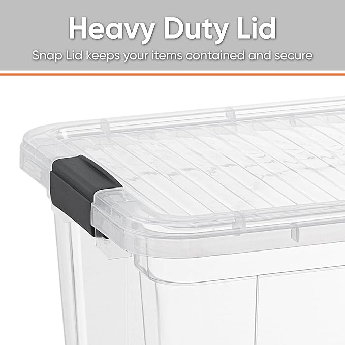 Superio Storage Bins with Lids- 6 Pack, 6.6 Qt Clear Boxes for Organizing, Stackable Plastic Containers- BPA Free, Non-Toxic, Odor Free, Organizer for Home, Office, Dorm
