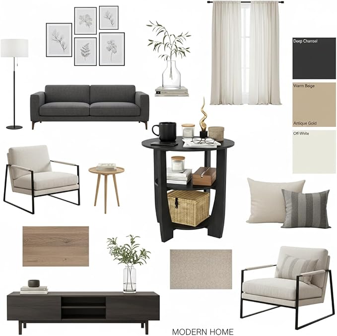 Round End Table with Storage Shelf,3 Tier Modern Side Table, Sofa Recliner Side Table,Accent Coffee Table,Nightstand for Living Room Bedroom for Small Spaces,19.7" D x 21.7" H