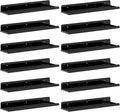 Lifewit Floating Shelves for Wall, 12 Pack Black Acrylic Shelf 15" Room Decor for Bookcase/Vinyl Record Display/Photo/Picture in Bedroom, Living Room, Bathroom, Kitchen Storage and Organization