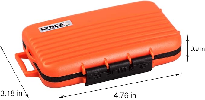 LYNCA Memory Card Case Holder, Memory Card Hard Protector Case Professional Water-Resistant Anti-Shock Compact Camera Card Hard Storage Box for 8 SD Cards 4 CF Cards 12 Micro SD/TF Cards (Orange)