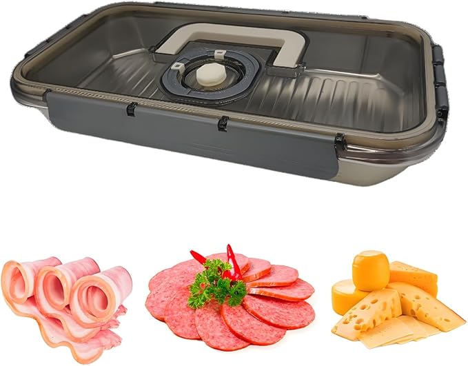 1Pack Large Size Bacon Container for Refrigerator & Deli Meat Container & Chease Keeper– 304SS Airtight Fridge Storage Box with Date Tracker, BPA-Free & Dishwasher Safe,Creamy White