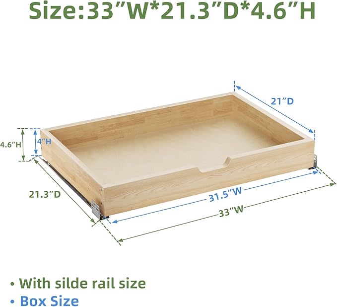 Pull Out Drawers for Cabinets, 31½” W x 21” D Soft Close Pull Out Cabinet Organizer, Cabinet Pull Out Shelves Requires At Least 32.5” Cabinets Opening