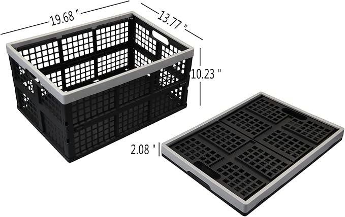 Anbers 42 L Plastic Collapsible Storage Crate, Folding Milk Crate Storage Bins, 4 Packs