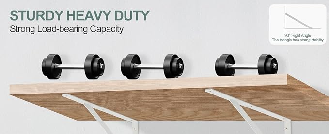 20 Pack L11 x H 8" White Heavy Duty Shelf Brackets with Screws Metal Shelf Brackets Shelf Support Angle Brackets for Shelves L Brackets Heavy Duty Floating Shelf