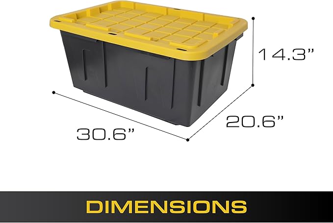 CX Black & Yellow, Shelving Unit and Heavy Duty Storage Containers, Extremely Durable (Shelf + 27 Gallon Container (8-Pack)), for Garage, Warehouse & Seasonal Storage