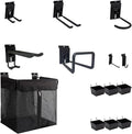 Slatwall Hooks Accessory 14 Pcs, Heavy Duty Single and Double Slatwall Hooks & Hanger Metal Accessories with 6 Slatwall Bin, 1x Slatwall Basket with Zipper
