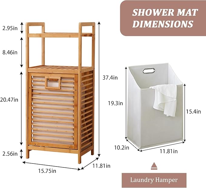 Laundry Hamper with 2-Tier Shelves & Tilt Out Basket, Laundry Baskets Organizer Hampers Bathroom Storage Shelf for Laundry Room, Bathroom, Nursery, Bedroom(2 Tier -Small)