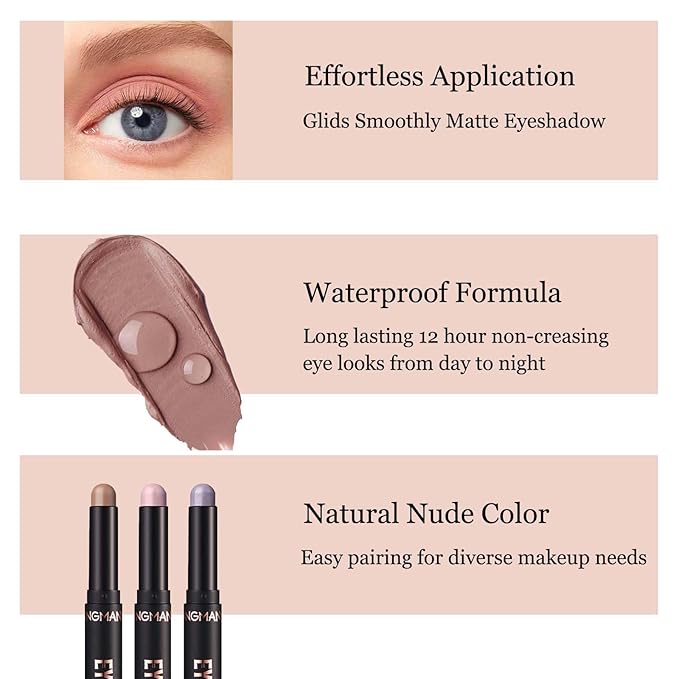 Cream Eyeshadow Stick Blendable Shimmer Eyeshadow Long Lasting High Pigment Eye Shadow Sticks,Waterproof Hypoallergenic eyeshadow Pencil (10#)