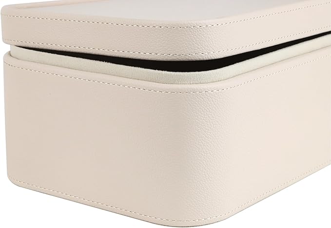 HofferRuffer Faux Leather Decorative Storage Boxes, Dust proof Storage Shelf Baskets with Lids Trays, Storage Bins Memory Box Organizer for Home, Office, Jewelry & More, Set of 3 (CreamWhite)