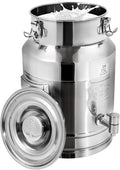 Milk Can Barrel Stainless Steel Beverage Drink Dispenser Large Capacity Storage Bucket Container with Faucet and Handles for Milk Coffee Wine Oil Rice Cereals Water (15L/3.96Gal)