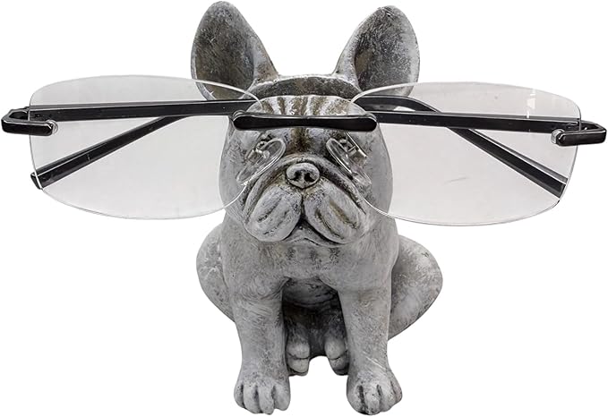 Top Brass Cute French Bulldog Eyeglass Holder – Whimsical Reading Glasses Stand – Funny Desk Nightstand Rack Display Organizer – Frenchie Puppy Dog Pet Decor