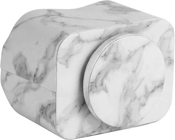 HofferRuffer Spinning Remote Control Holder, Remote Controller Holder, Remote Caddy, Media Storage Organizer, Spinning Remote Control Organizer, 7.3X 5.5 x 6 inches, Marble PU Leather
