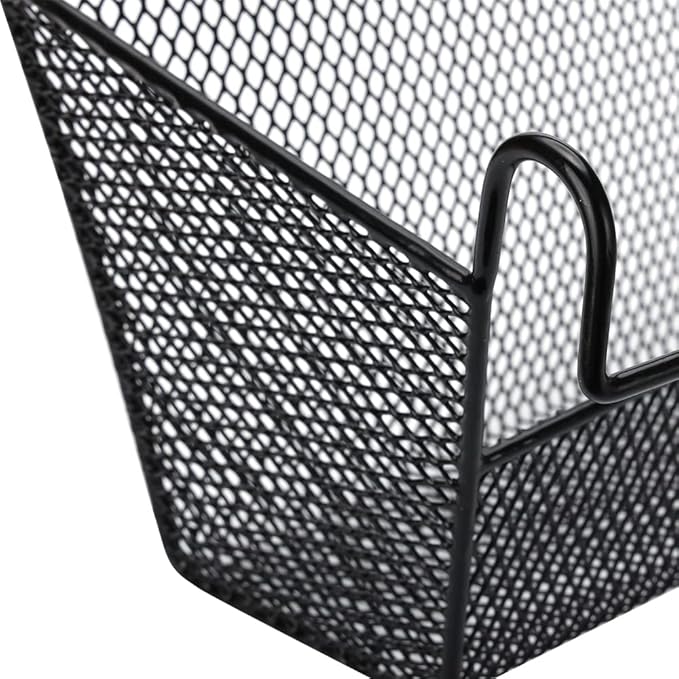 2 pcs Hanging metal mesh bedside storage basket， student dormitory bed storage baskets,used for bedside storage, beverage tissues and office rooms with hooks (black)