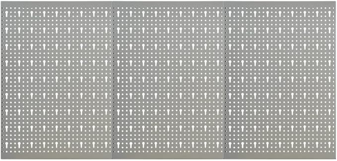 Steel Peg Board Set Wall-Mounted 3 Panels 15.7"x22.8" - Gray, Tool Organizer with Mounting Accessories,145349,Gray