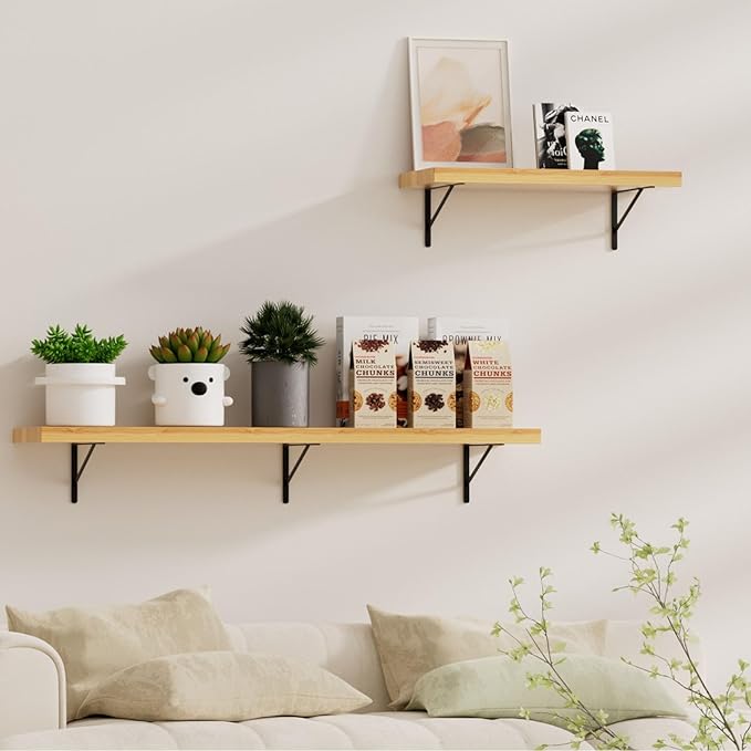 4 Pack L18 x H 12" Black Heavy Duty Shelf Brackets with Screws Metal Shelf Brackets Shelf Support Angle Brackets for Shelves L Brackets Heavy Duty Floating Shelf