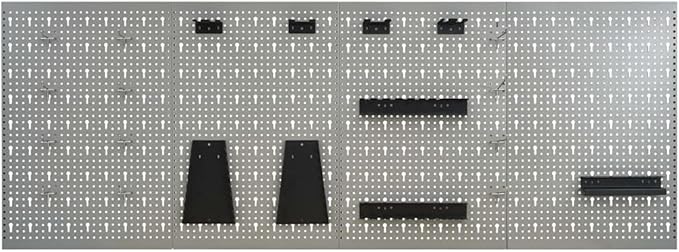 Wall-Mounted Peg Boards 4-Pack 15.7"x22.8" Steel with Versatile Holes for Workshop Organization,145352,Gray