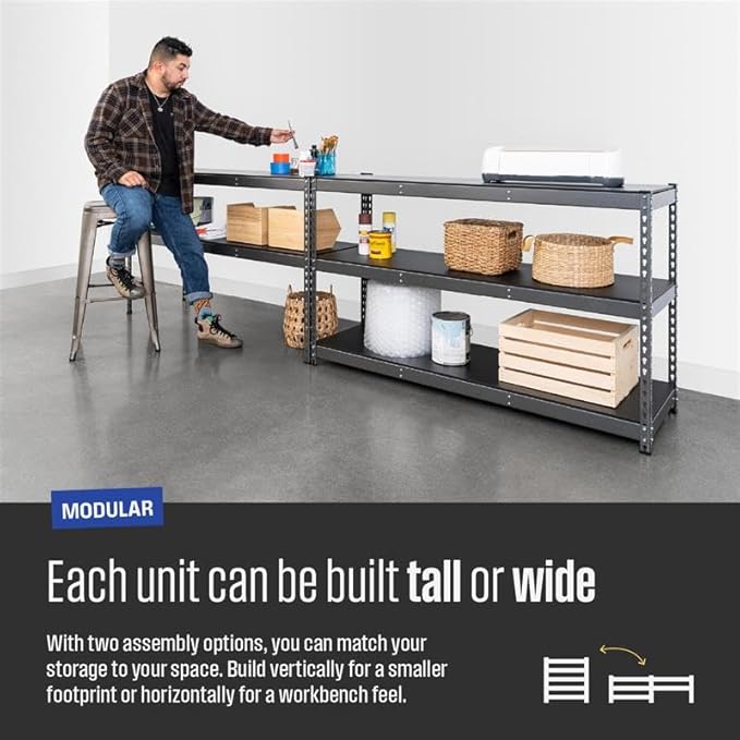 SafeRacks Modular Garage Shelving - 5 Tier Storage Shelves, Tall Metal Rack Shelves for Storage, Heavy Duty Steel Shelf Organizer for Garage, Or Kitchen Pantry (Hammertone, 18 x 60 x 72)