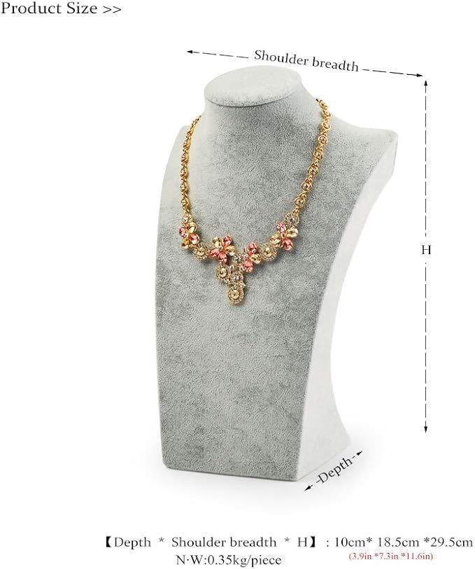 Oirlv Velvet 3-Dimensional Jewelry Stand Necklace Pendant Chain Jewelry Bust Display Holder/necklace bust (H:11.42")