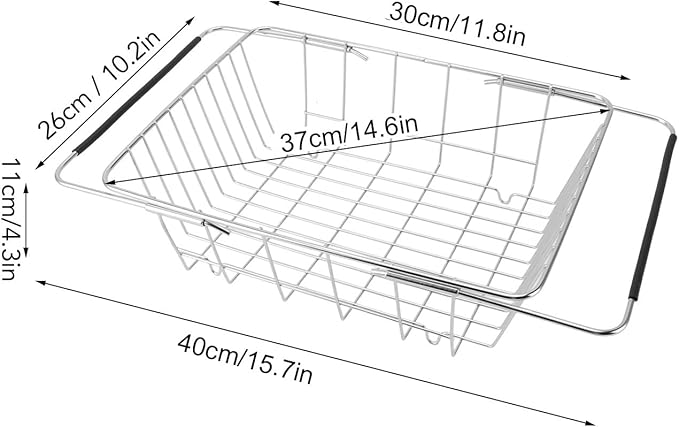 Tyenaza Freezer Organizer Bin Stainless Steel Expandable 20KG Load Bearing Freezer Storage Basket Flat Bottom