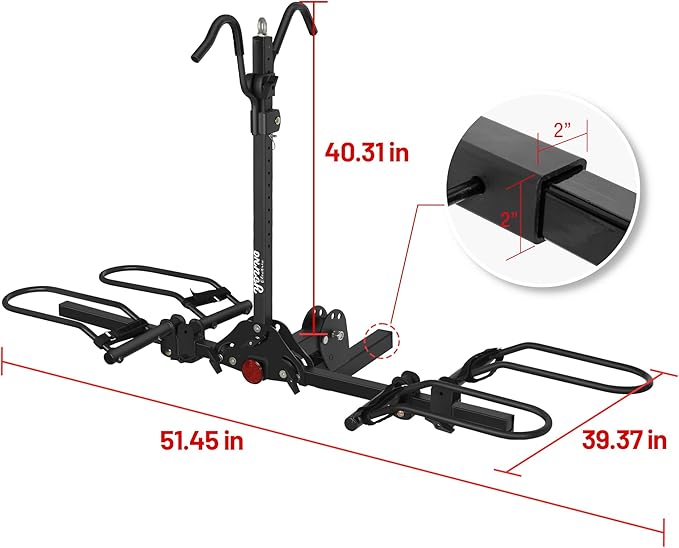 Young Bike Rack Hitch for Car - 200LB 2-Bike Rack Hitch Mount Platform Style Hitch Bike Rack，Smart Tilting & Easy Fold for Car SUV with 2 Inch Receiver，Bike Carrier Fits Up to 5-inch Fat Tire