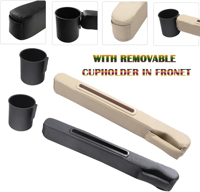 Car Accessories,Car Gap Plug,with Pocket Organizer and Removable Cupholder,Cup Holder for Car,3in1 Car Seat Gap,Prevent Small Items from Falling,Car Seat Gap Storage.(Beige)