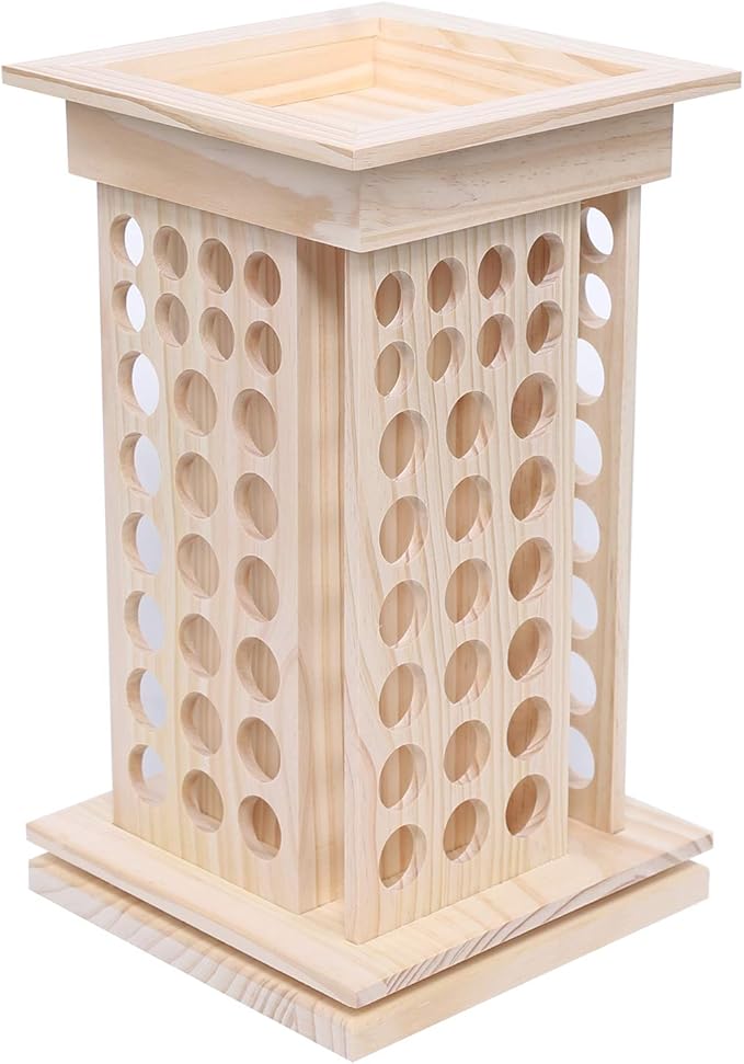 Rotating Essential Oil Rack, 104 Holes Cosmetic Display Cases, Wooden Essential Oil Bottle Storage Organizer,, Multi Layer Countertop Holder for Beauty Store, Bedroom, Store, Exhibition