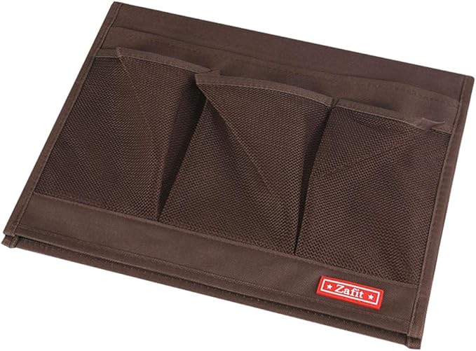 Bedside Storage Organizer - Table Cabinet Organizer Caddy for Remotes, Phone, Glasses (Classic 4 Pockets - Coffee)