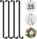 Over The Door Hooks 14”, 4 Pack Upgraded Widen Hanger Hook Fits 1-3/4” & 1-3/8”Door Widths, Z-Shaped Wreath Sturdy for Hanging Wreaths, Hats, and Clothes (Black)