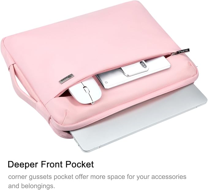 Voova Laptop Sleeve Case 13 13.6 Inch for Women, 360°Protective Waterproof Slim Computer Bag Cover Compatible with MacBook Air 13 M1/M2/M3/M4 2020-2024, MacBook Pro 13, IPad Air/Pro 13, Pink