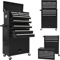 13-Drawer Rolling Tool Chest,Tool box with Wheels, Tool Cabinets with Drawers, Top Detachable Tool Chest with Hooks Handles for Workshop Mechanical Garage - Black