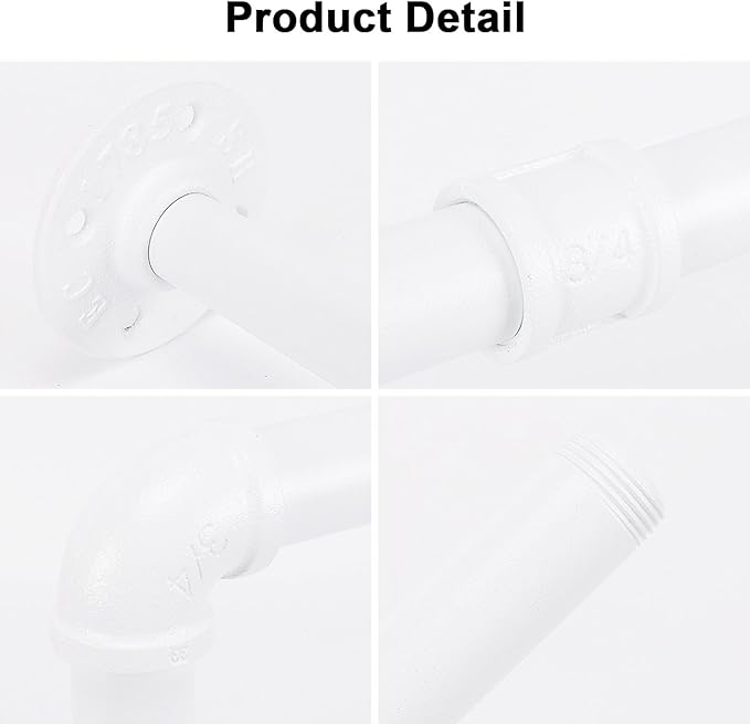 Industrial Iron Pipe Clothes Hanging Bar DIY Wall-Mounted Garment Rack Heavy Duty Clothing Rack for Bedroom, Laundry Room, Closet Storage (White 28 inch)