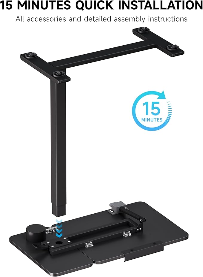 BZIUM Overbed Bedside Table with Hidden Wheels, Adjustable Medical Tilt Top Hospital Bed Table Over The Bed, Rolling Desk Mobile Standing Desk for Hospital&Home Use (Black)