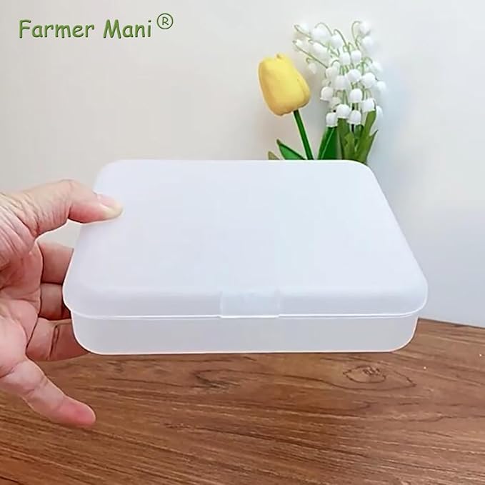 2 Pack (6.18x5.32x1.5 Inches) Rectangular Clear Frosted Plastic Box Containers with Buckle Lids,Rectangle Plastic Clear Storage Containers Box for Make Up,Eye,Pills,Gems,Beads,Jewelry,Small Items