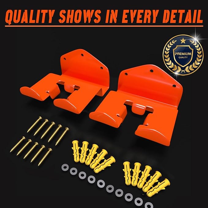 Weedeater Rack 2 Pack Weed Eater Hanger with Advanced Polymer Coating Fully Enveloping the Bracket Provides Scratch-Proof Protection with Razor Blade Scraper Tool for Grass Trimmer Garage Garden Tool