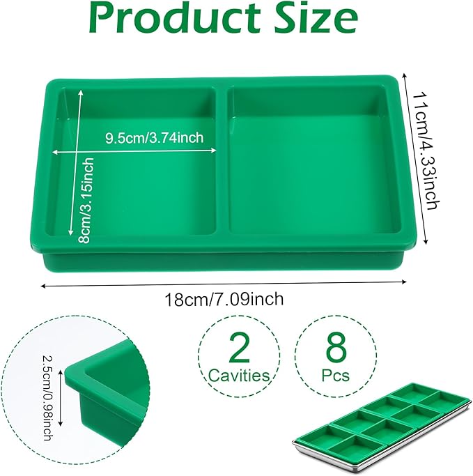 Silicone Tray Dividers for Harvest Right Freeze Dryer Medium and Small Trays, Silicones Food Molds for Harvest right freeze dryer accessories, 4 pcs Green silicone food freezer tray