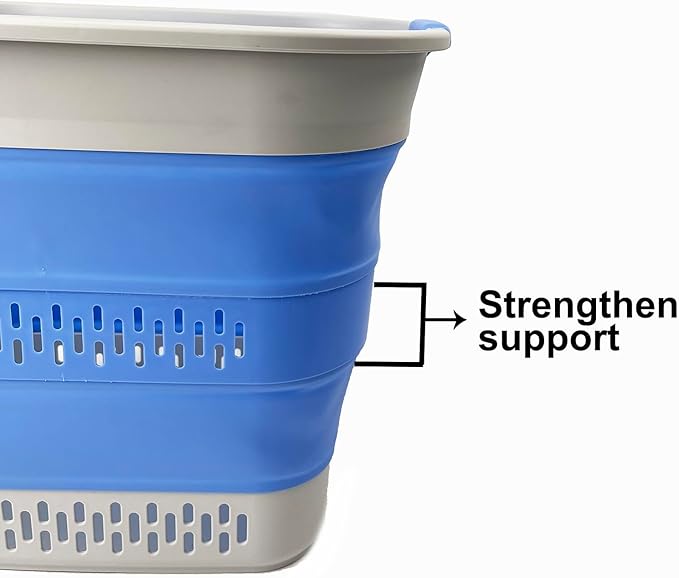 SAMMART 40L (10.5 Gallon) Collapsible Plastic Laundry Basket - Foldable Pop Up Storage Container/Organizer - Portable Laundry Hamper - Space Saving (1, Grey/Little Boy Blue)