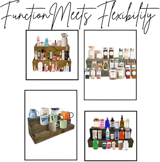 Tiered Bottle Shelf | 2 Tier Liquor Bottle Display | Bar Organization | Wine Shelf | Black (12)
