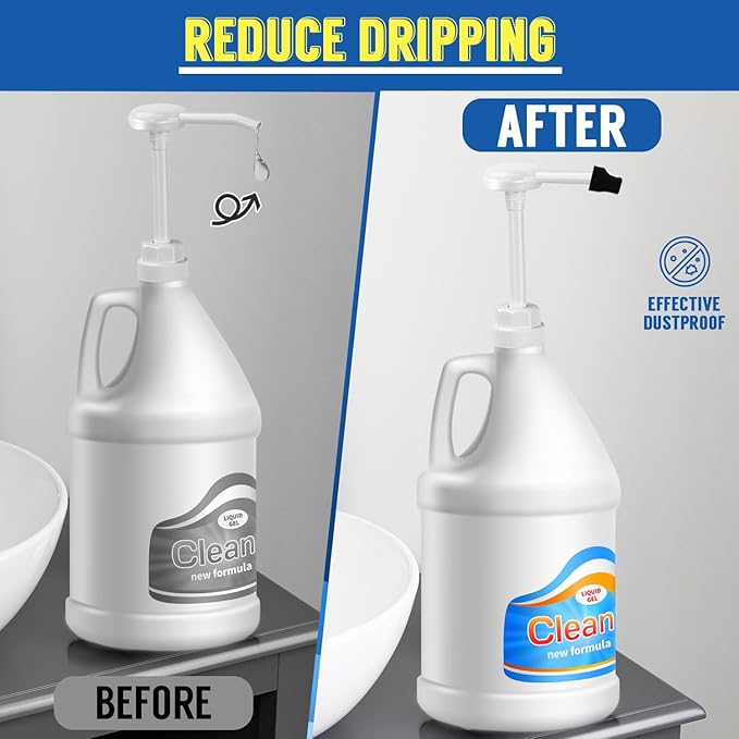 4 Pcs 5 Gallon Pump Dispenser 38-400 1 oz Dispenser Pump for Large Gallon Bucket with 50cm Extended Tube, Cap to Avoid Dripping, Great for Shampoo, Conditioner, Bleach Liquid, Laundry, Detergent, Oil