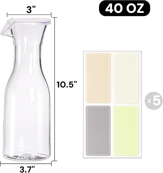 3 Pack Laundry Detergent Dispenser with 5 Labels, 40 OZ Plastic Fabric Softener Bottle, Reusable Detergent Container, Laundry Room Organizer for Liquid Soap Powder Bleach Scent Booster Beads