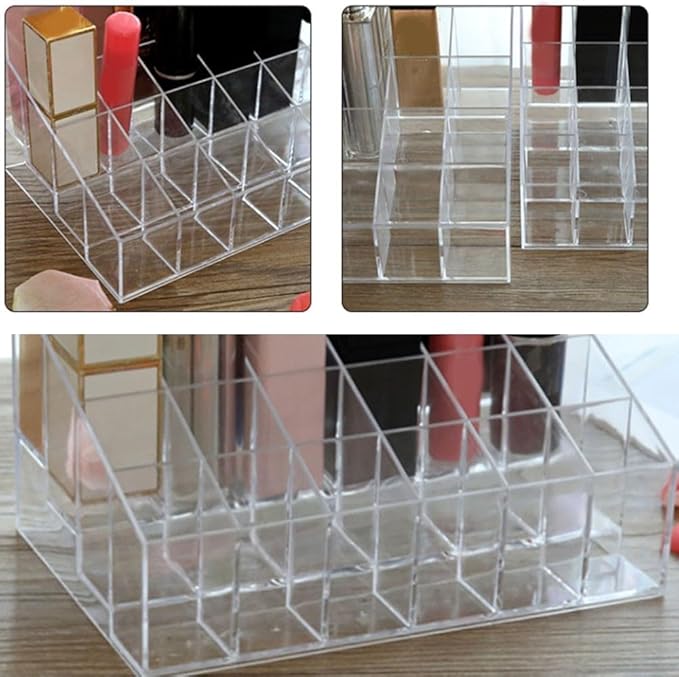 Acrylic Makeup Organizer 4 Tier Storage Rack Clear Cosmetic Shelf for Nail Polish, Lipstick, Essential Oil Bottle Holder Desktop Beauty Organizer with Railing to Tipping