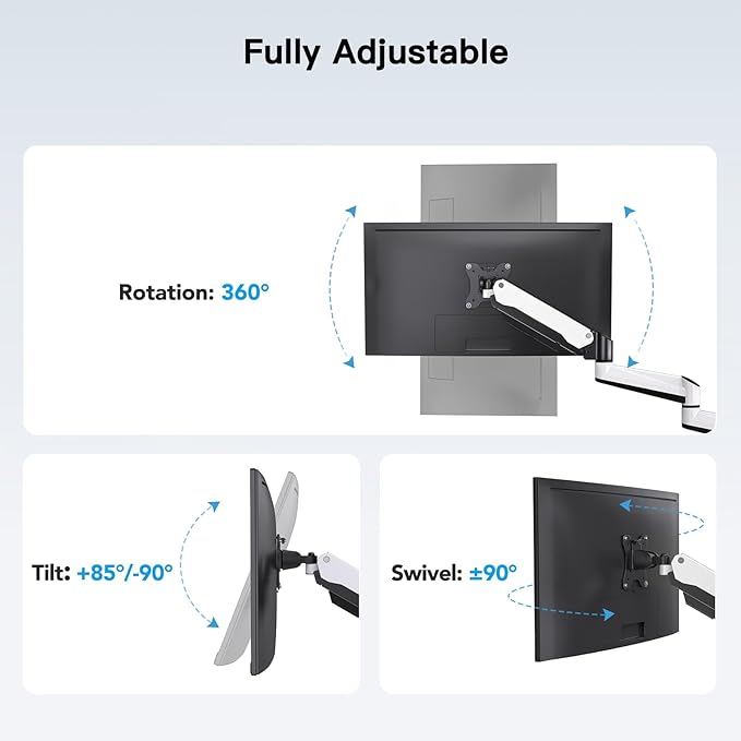 HUANUO Triple Monitor Stand - Full Motion Articulating Monitor Mount Fit Three 17 to 32 inch LCD Computer Screens with Clamp, Grommet Kit