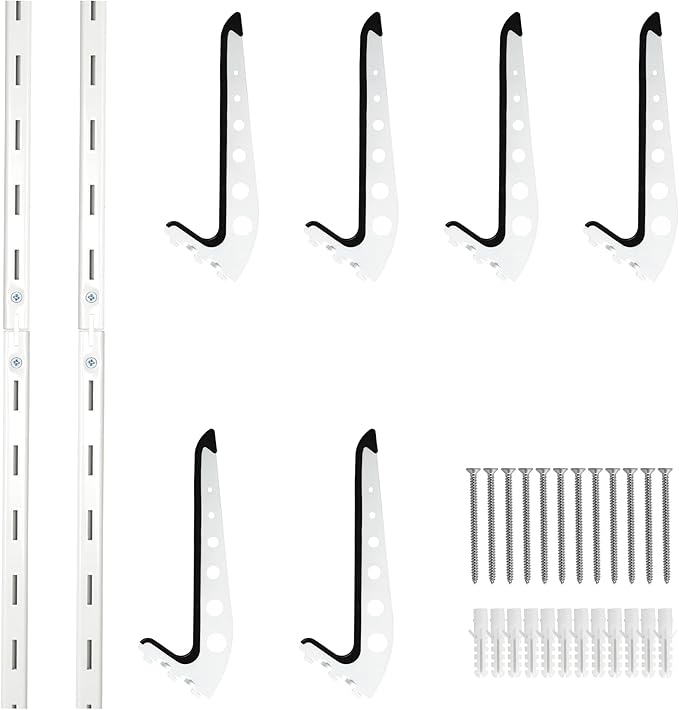 4 Board Surf Rack Wall Mount for Surfboard, Wakeboard, Snowboard Storage Adjustable Wall Hangers Boards Display White